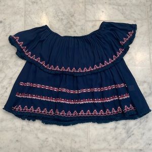 Piper by Townsen Off The Shoulder Embroidered Blouse XS